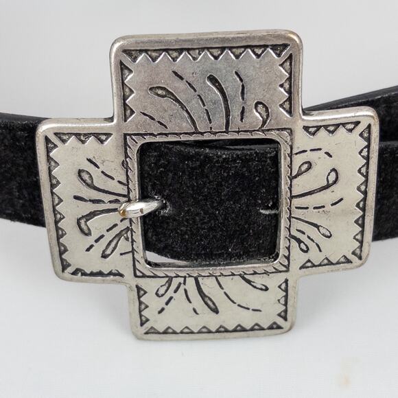 Gotcha Covered Black Leather Belt Large Crosses Concho Style Western Size Small - Picture 9 of 13